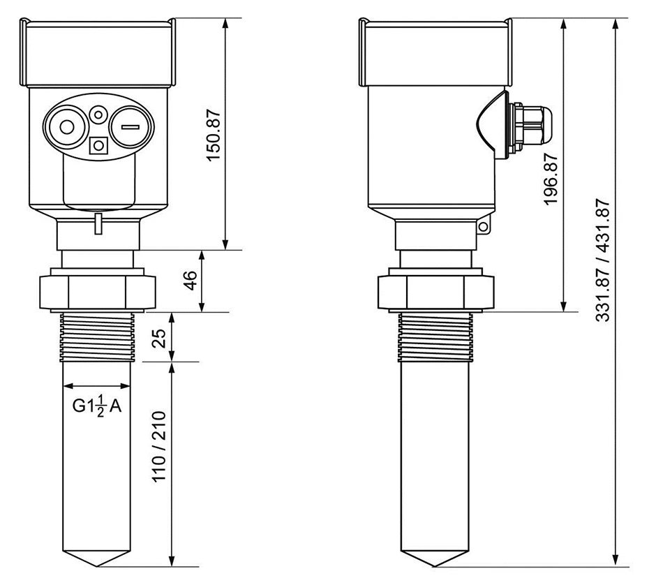 901 radar level meter size