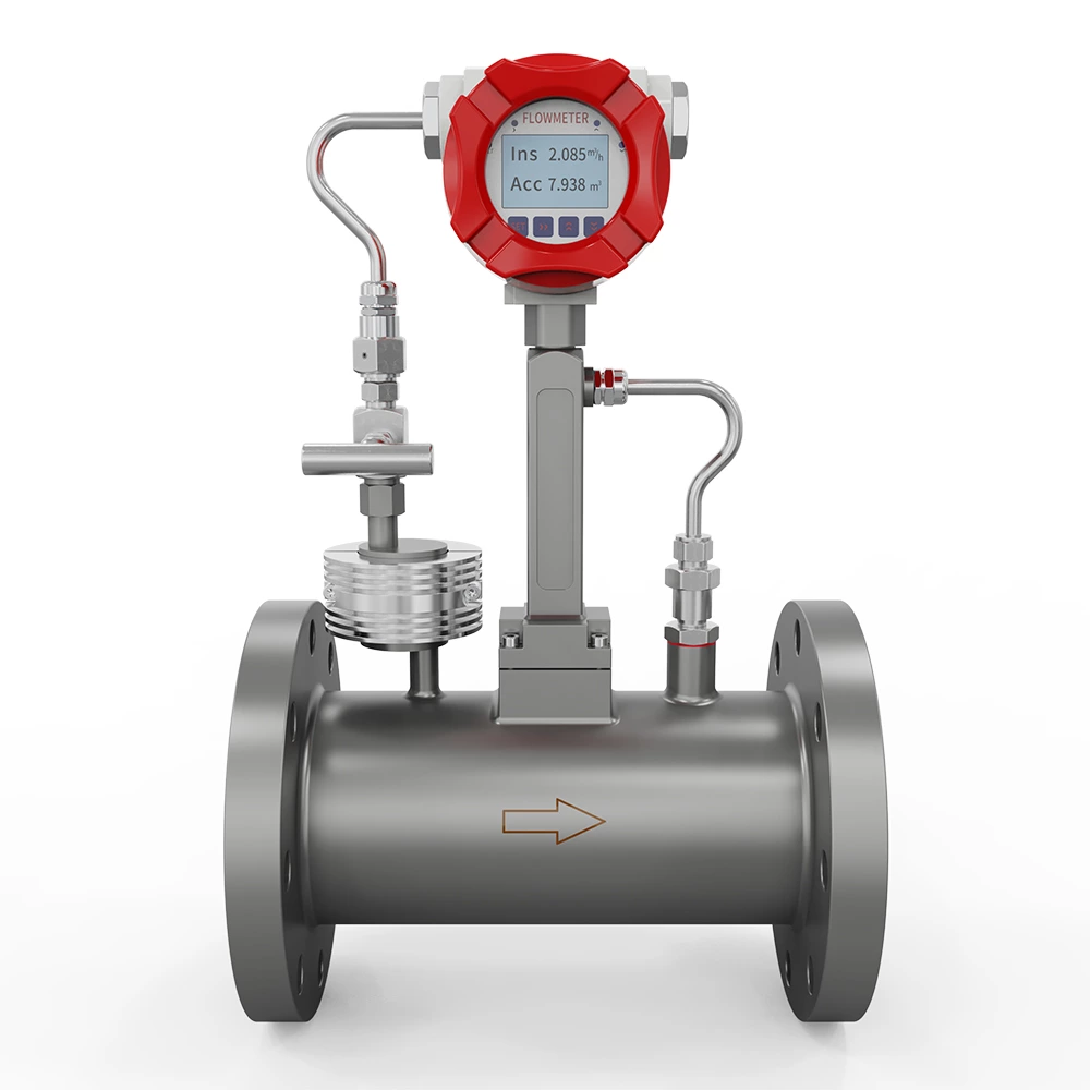 vortex flowmeter with temp and pressure compensation